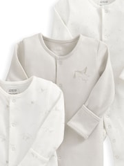 Mamas & Papas 100% Cotton Stork White Sleepsuits 3 Pack - Image 2 of 2