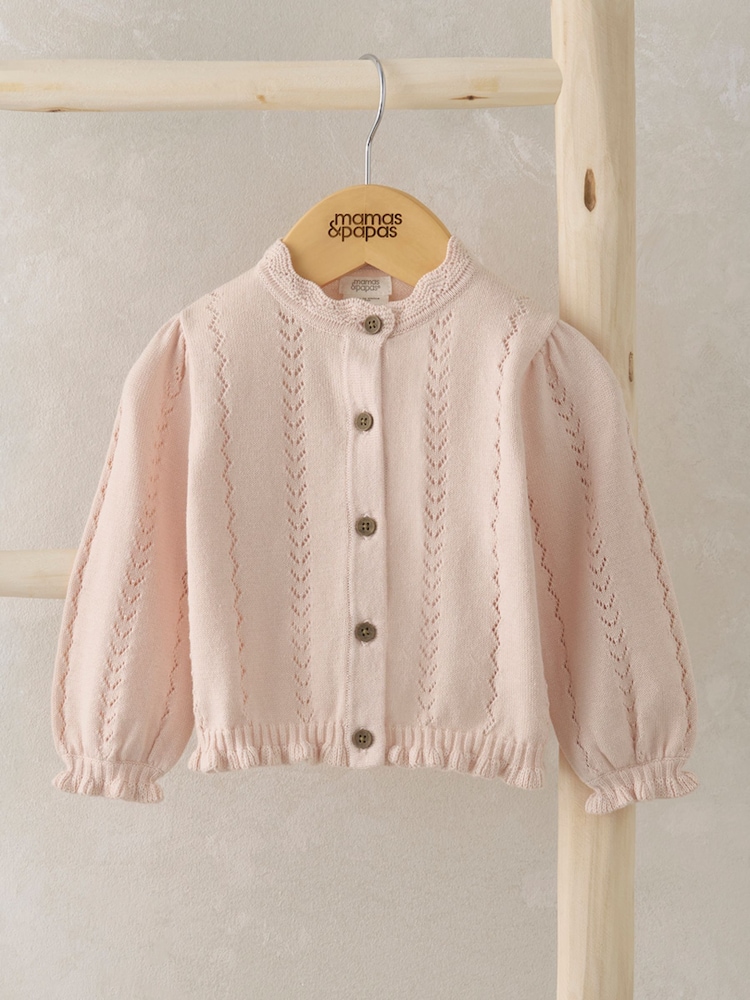 Mamas & Papas – rosa Strickjacke aus 100 % Baumwolle - Bild 1 von 2