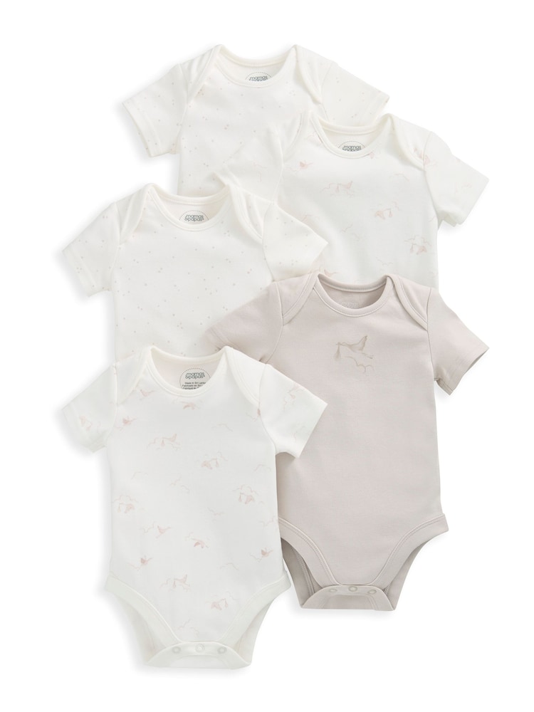 Mamas & Papas 100% Cotton Stork White Bodysuits 5 Pack - Image 2 of 4 Mamas & Papas 100% Cotton Stork White Bodysuits 5 Pack - Image 2 of 4