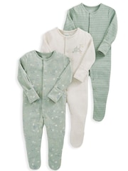 Mamas & Papas Green 100% Cotton Dino Sleepsuits 3 Pack - Image 1 of 2