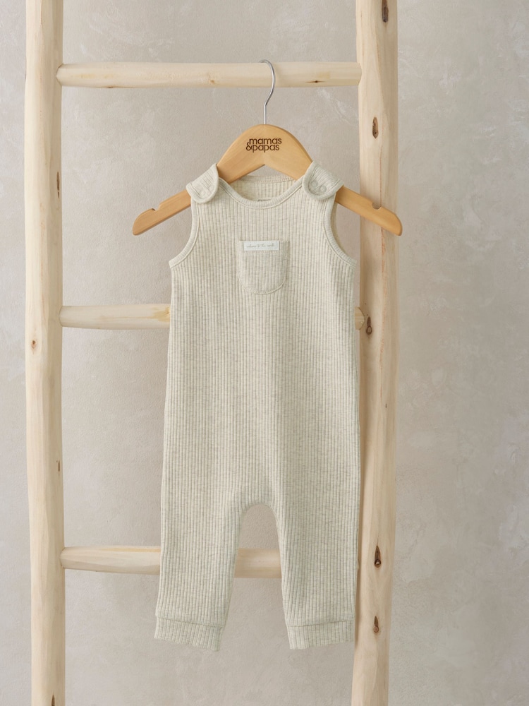 Mamas & Papas Ribbed Oatmeal Sleeveless Brown Romper - Imagen 1 de 2