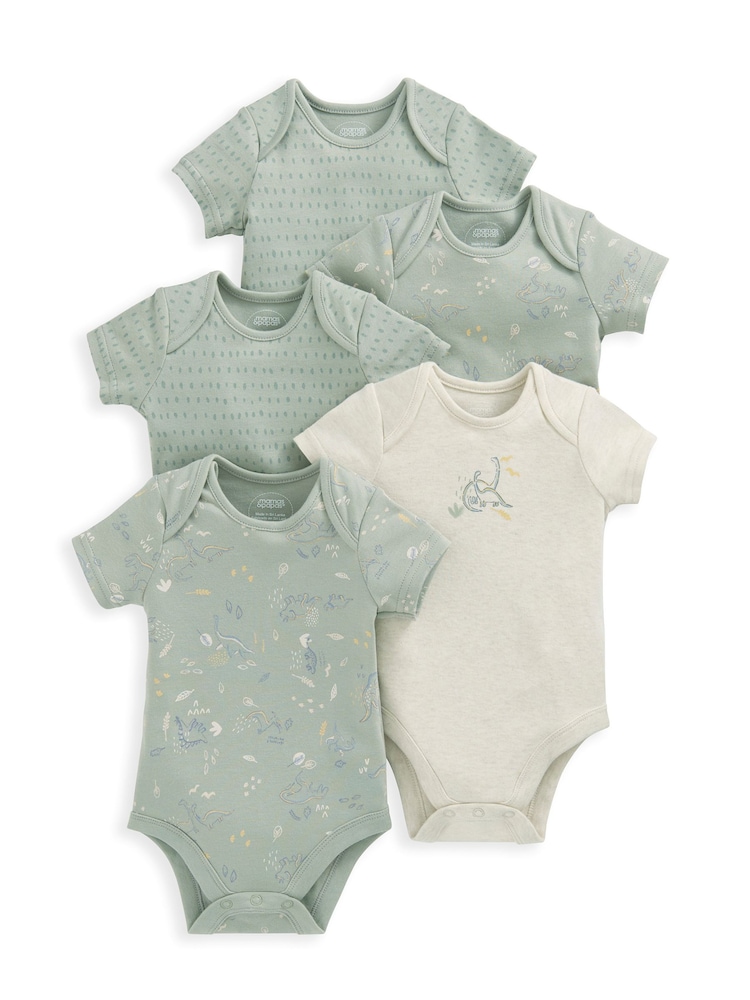 Mamas & Papas – grüne Dino-Bodys aus 100 % Baumwolle im 5er-Pack - Bild 1 von 1 Mamas & Papas – grüne Dino-Bodys aus 100 % Baumwolle im 5er-Pack - Bild 1 von 1