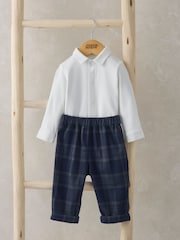 Mamas & Papas – Set aus Hose und Body aus 100 % Baumwolle mit Karomuster, Blau - Bild 1 von 4
