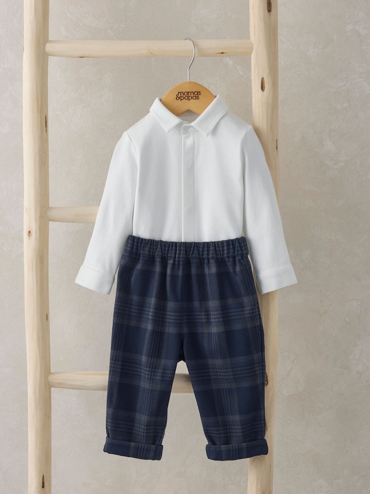 Mamas & Papas – Set aus Hose und Body aus 100 % Baumwolle mit Karomuster, Blau - Bild 1 von 4