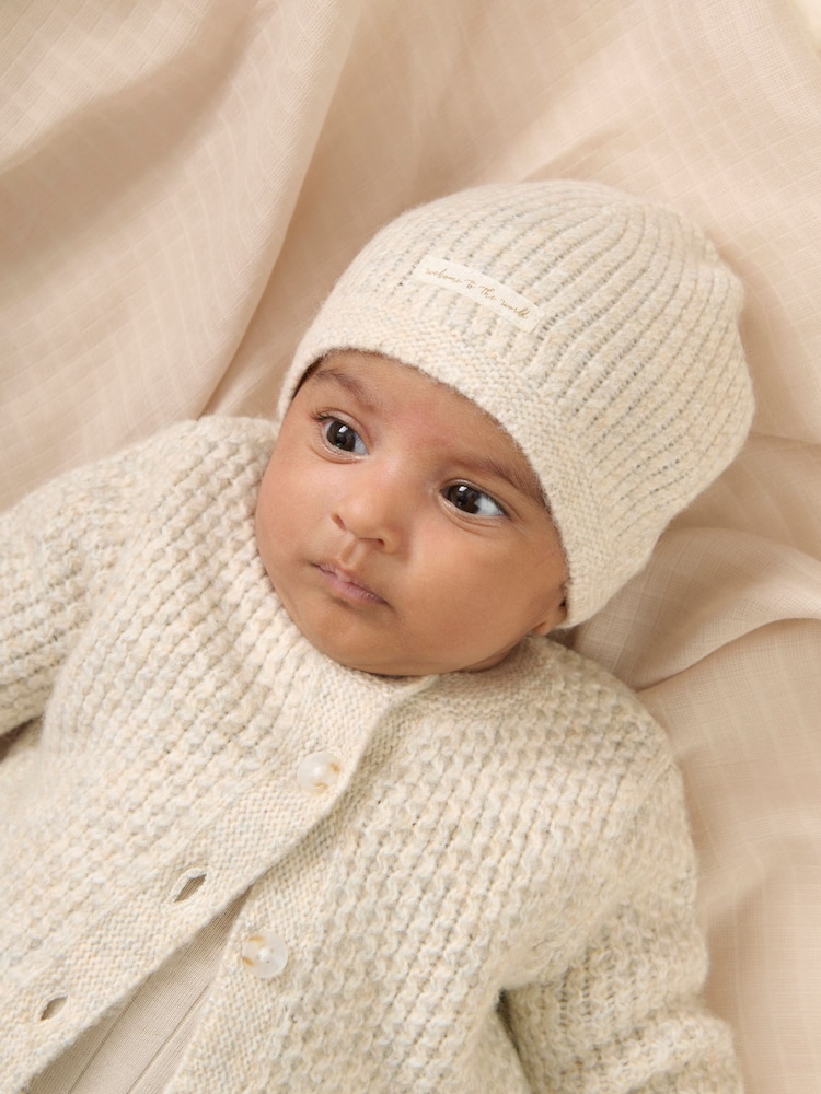 Mamas & Papas Welcome To The World Knitted Brown Hat And Booties Set - Image 4 of 5