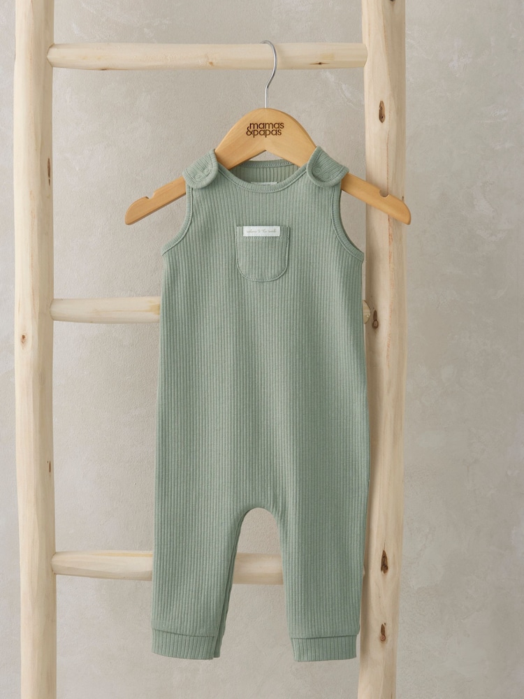 Mamas & Papas ärmelloser Strampler aus geripptem Material in Grün - Bild 1 von 2 Mamas & Papas ärmelloser Strampler aus geripptem Material in Grün - Bild 1 von 2