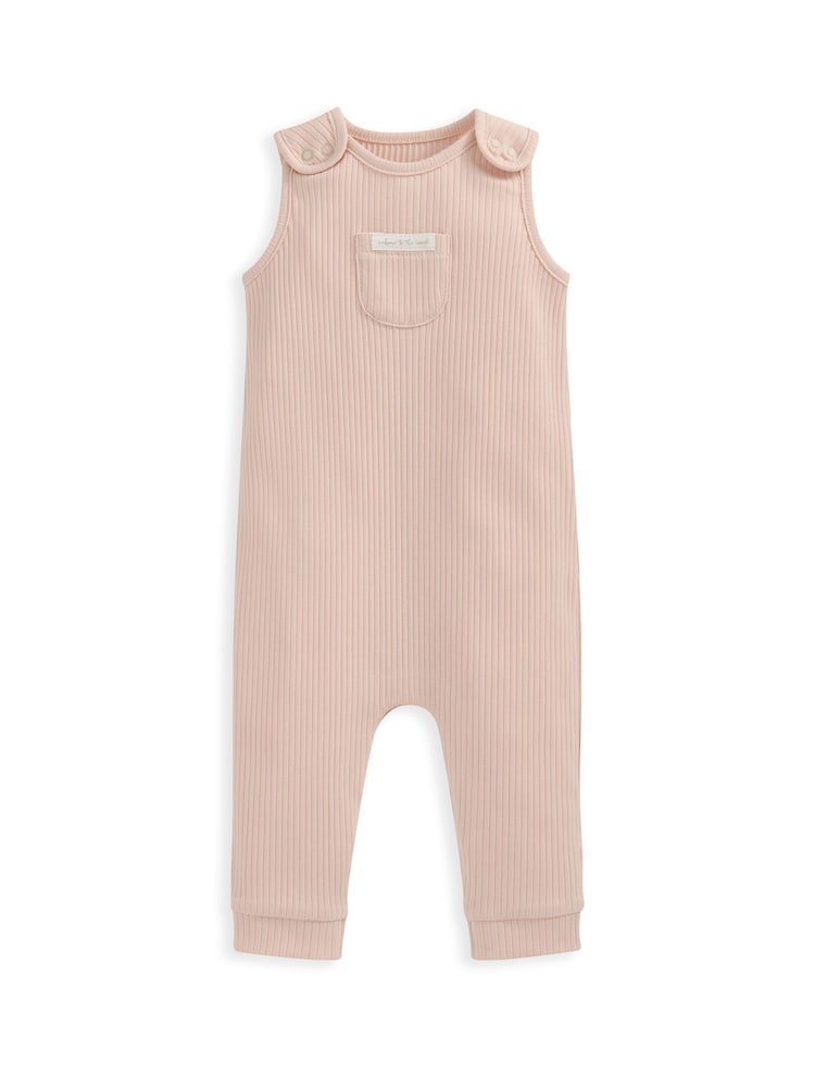 Mamas & Papas Pink Ribbed Sleeveless Romper - Imagen 2 de 2