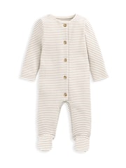 Conjunto de pijama tipo pelele marrón a rayas con chaleco de Mamas & Papas - Imagen 8 de 9