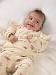 Mamas & Papas Pink Watercolour Floral Bodysuit And Joggers Set - Image 1 of 7