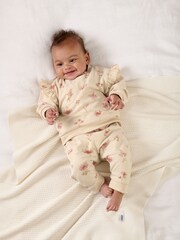 Mamas & Papas Pink Watercolour Floral Bodysuit And Joggers Set - Image 2 of 7