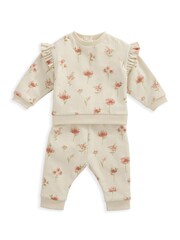 Mamas & Papas Pink Watercolour Floral Bodysuit And Joggers Set - Image 5 of 7