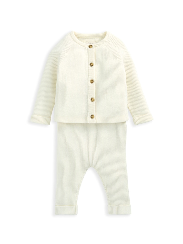 Mamas & Papas rebrast 100% bombaž pletena rjava pletena jopa & pajkice set - Slika 2 iz 4