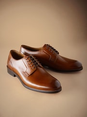 Tan Brown Standard Fit Signature Leather Sole Derby Shoes - Image 1 of 4