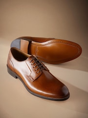 Tan Brown Standard Fit Signature Leather Sole Derby Shoes - Image 3 of 4