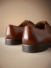 Tan Brown Standard Fit Signature Leather Sole Derby Shoes - Image 4 of 4