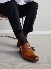 Tan Brown Standard Fit Signature Leather Sole Derby Shoes - Image 5 of 5