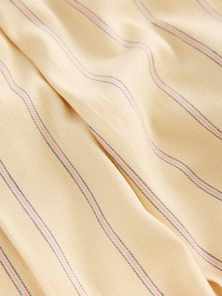 Amarillo - Striped Elastic Back Wide Leg Trousers with Linen - Imagen 7 de 7 Amarillo - Striped Elastic Back Wide Leg Trousers with Linen - Imagen 7 de 7