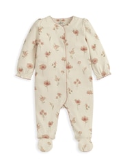 Mamas & Papas Cream 100% Cotton Watercolour Floral Print Sleepsuit - Image 6 of 7
