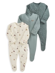 Mamas & Papas modra 100% Cotton Planets Sleepsuits 3 komplet - Slika 2 iz 3
