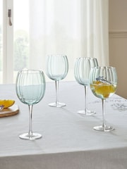 Set of 4 Sage Green Ottilie Wine Glasses - Image 1 of 3