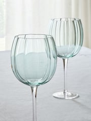 Set of 4 Sage Green Ottilie Wine Glasses - Image 2 of 3