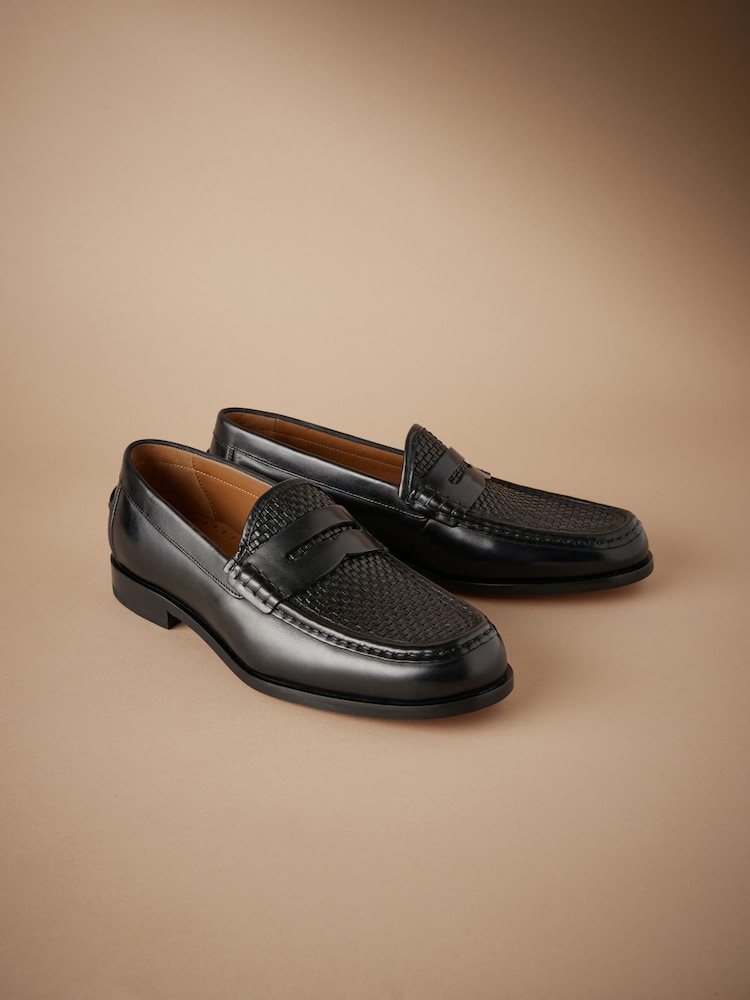 črna - Signature Leather Sole Woven Loafers - Slika 1 iz 5