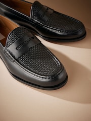 črna - Signature Leather Sole Woven Loafers - Slika 2 iz 5