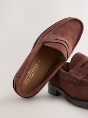 Rust Brown Standard Fit Suede Penny Loafers - Image 4 of 6