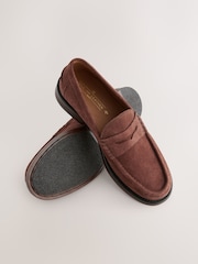 Rust Brown Standard Fit Suede Penny Loafers - Image 6 of 6