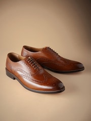Tan Brown Standard Fit Signature Italian Leather Wingcap Brogue Shoes - Image 1 of 5
