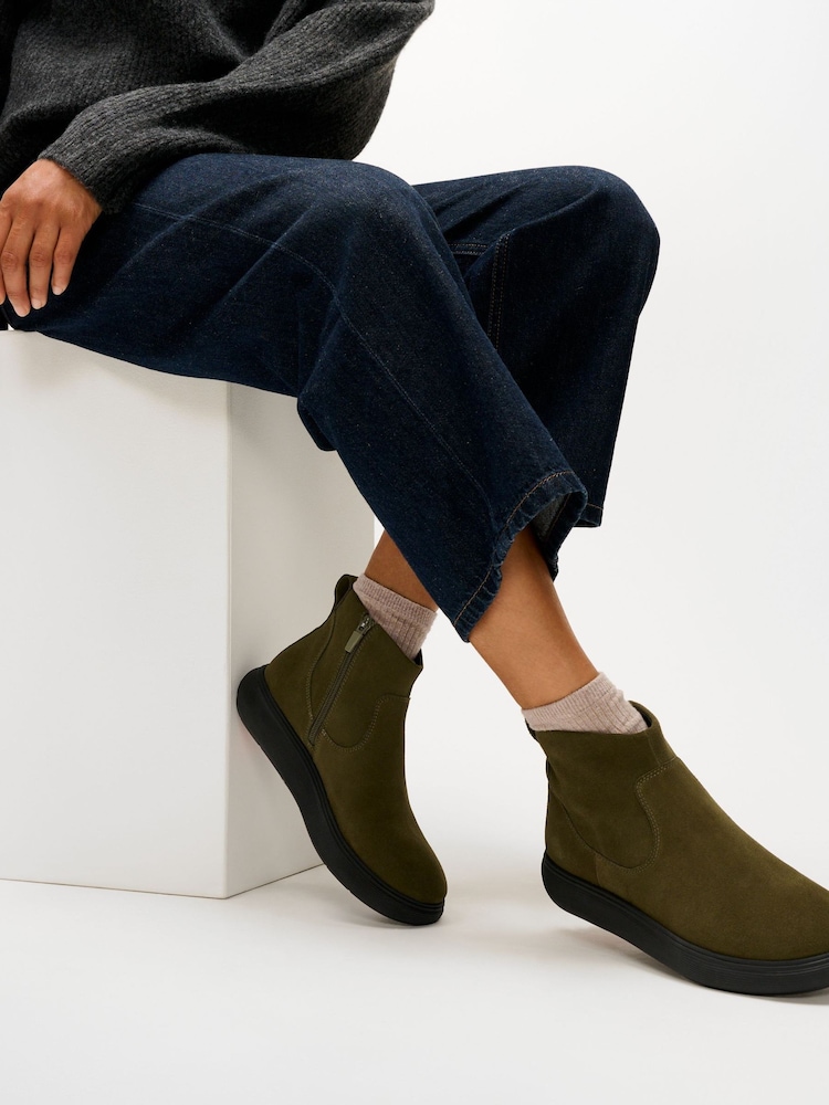 FitFlop Green Iq-Comff Suede Zip Ankle Boots - Image 4 of 4 FitFlop Green Iq-Comff Suede Zip Ankle Boots - Image 4 of 4