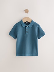 modra - ovratnik z gumbi Pletene 100% bombažne polo majice (3mesecev-7let) - Slika 1 iz 4