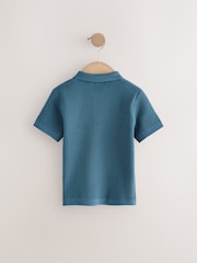 modra - ovratnik z gumbi Pletene 100% bombažne polo majice (3mesecev-7let) - Slika 2 iz 4