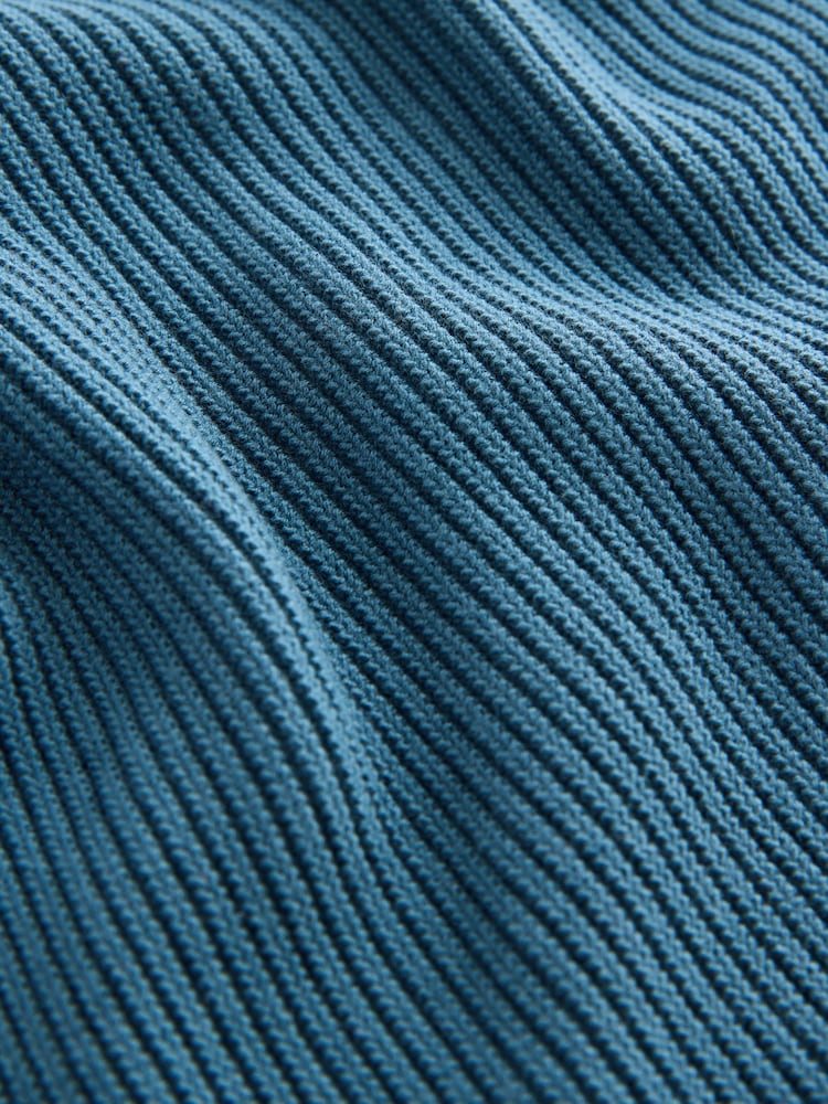 Blue Button Neck Knitted 100% Cotton Polo Shirt (3mths-7yrs) - Image 3 of 4