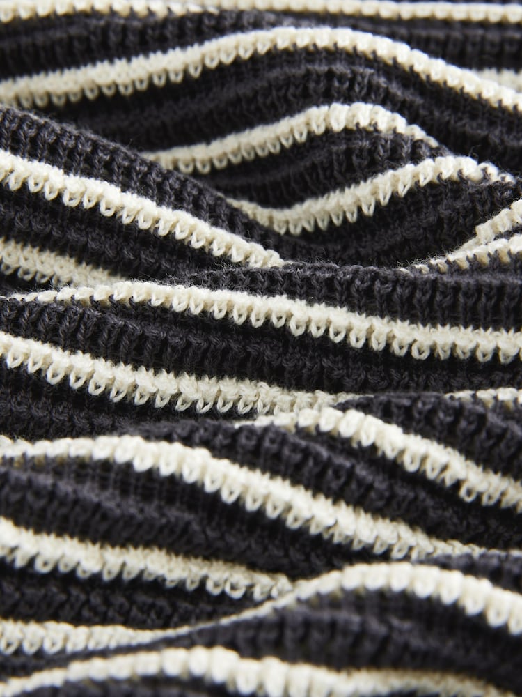 Charcoal Grey Stripe Short Sleeve Trophy Neck 100% Cotton Polo Shirt (3mths-7yrs) - Image 8 of 8