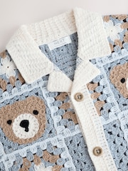 Blue Bear Crochet Revere Collar Short Sleeve Knitted Polo Shirt (3mths-7yrs) - Image 3 of 4