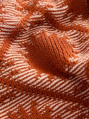 Rust Brown Textured Revere Collar Short Sleeve Knitted 100% Cotton Polo Shirt (3mths-7yrs) - Image 7 of 8