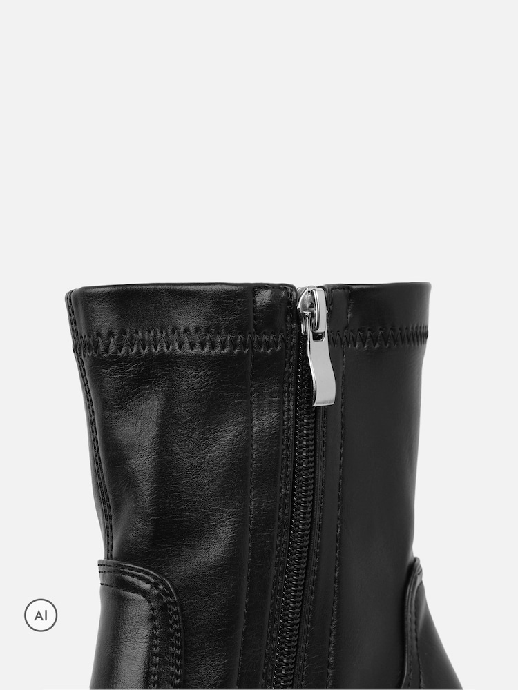 Simmi London Black Reef Block Heeled Sock Ankle Boots - Image 4 of 4 Simmi London Black Reef Block Heeled Sock Ankle Boots - Image 4 of 4