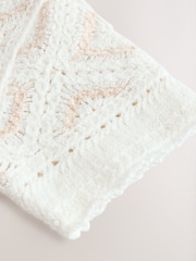 Ecru White Crochet Revere Collar Short Sleeve Knitted Polo Shirt (3mths-7yrs) - Image 4 of 4
