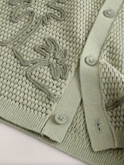 Green Palms Textured Revere Collar Short Sleeve Knitted Polo Shirt (3mths-7yrs) - Image 8 of 8