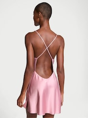 Victoria's Secret Chalk Rose Pink Shine Twinkle Bows Satin Open Back Slip - Image 2 of 3