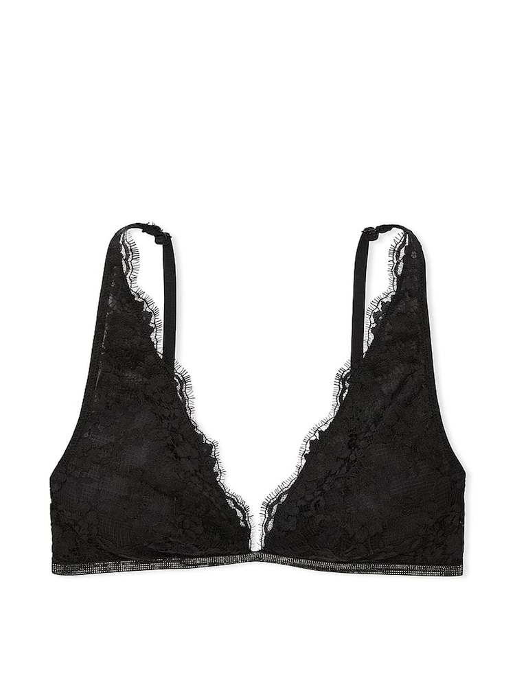 Victoria's Secret Black Twinkle Lace Elongated Triangle Bralette - Image 3 of 3