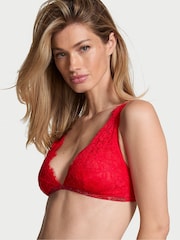 Victoria's Secret Vermillion Red Twinkle Lace Elongated Triangle Bralette - Image 1 of 3