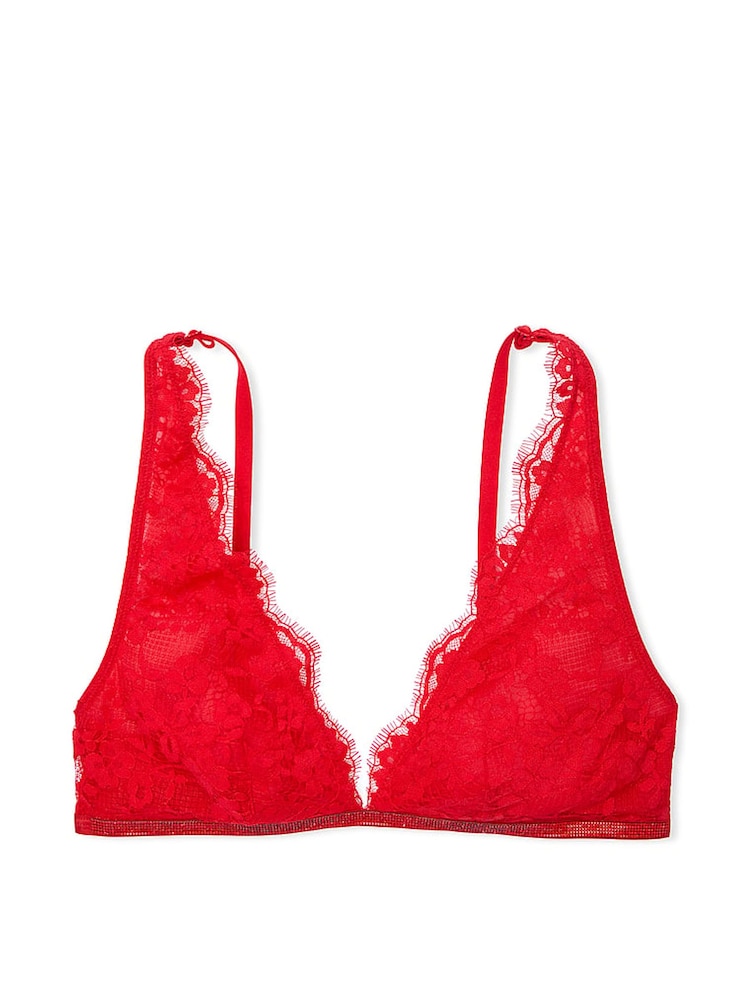 Victoria's Secret Vermillion Red Twinkle Lace Elongated Triangle Bralette - Image 3 of 3