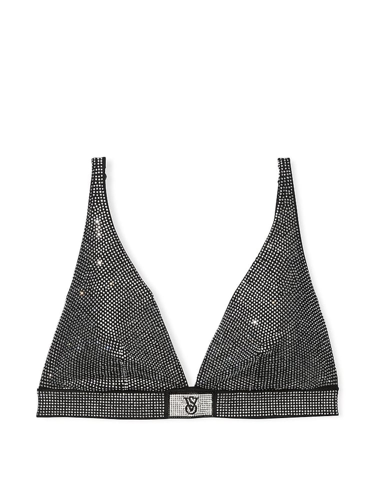 Victoria's Secret Black Diamante Shine Plunge Bralette - Image 4 of 4