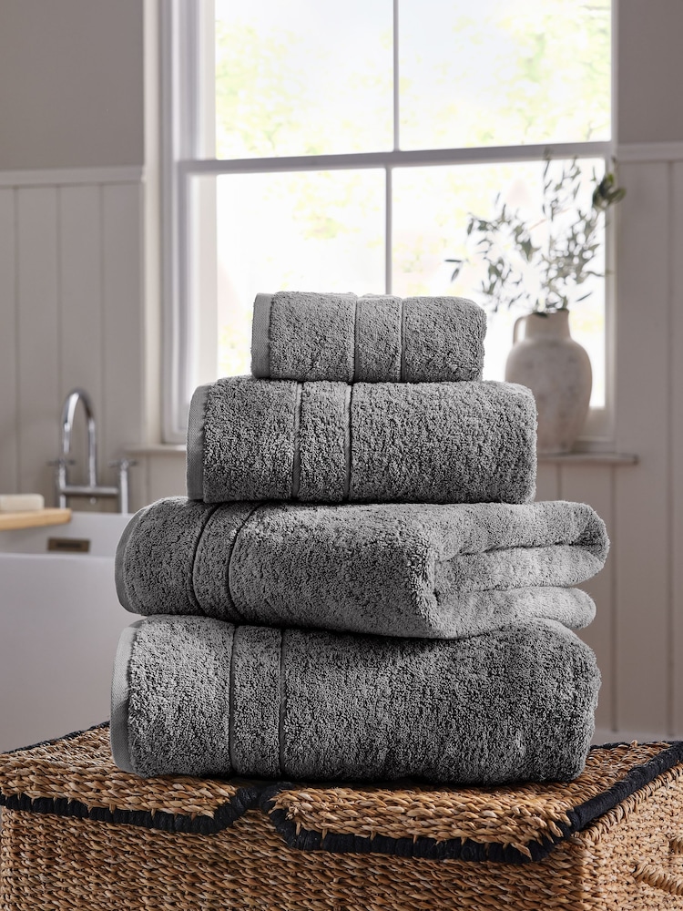 Charcoal Grey Egyptian Cotton Luxe Heavy Weight Towel - Image 1 of 7