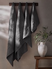 Charcoal Grey Egyptian Cotton Luxe Heavy Weight Towel - Image 3 of 7