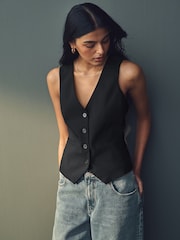 Black Tailored Stretch Waistcoat - Image 1 of 8