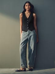 Black Tailored Stretch Waistcoat - Image 2 of 8