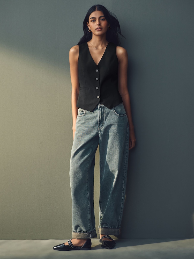 Black Tailored Stretch Waistcoat - Image 2 of 8